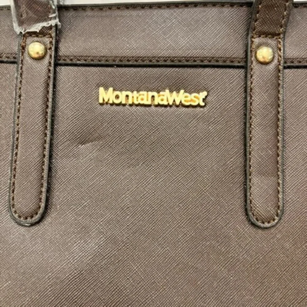 🎉SALE🎉 Montana West Brown Vinyl Small Satchel Bag NEW‎ Gold Western Crossbody